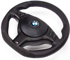 Abgeflacht Lenkrad BMW E46 e39  ALCANTARA und Blende multif..Schwarz mit Airbag