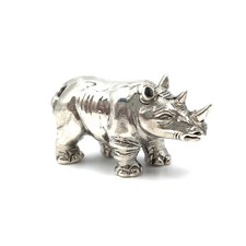 925 Sterling Silber Miniaturfigur Nashorn 3.7cm Rhinozeros Tier Figur 20 Gramm