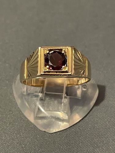 Granat siegelring gepunzt - granat, kt