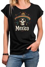 Damen Top Skull Ausgefallene T-Shirts mit Aufdruck Totenkopf Motiv Mexiko Print