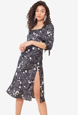 Schwarzes Damen-Midikleid aus