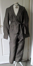 leinen anzug braun mokka meliert 38-40 M LUXUS  pia jessen 7/8 hose wickeljacke