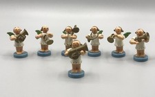 7 Alte Kleine Engel Orchester Erzgebirge Holz Figuren Alt Blasmusik
