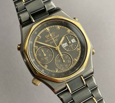 SEIKO Chronograph 7A38-6080 "Octagon" Black PVD Vintage 1997 Armbanduhr