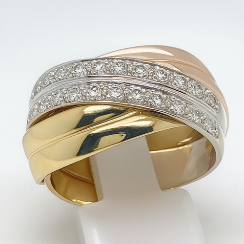 14k 585 tricolor ring - tricolor, 22