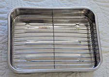 Bratpfanne, rechteckig, Edelstahl  37 x 28 cm  mit Gitterrost/ Abstandhalter