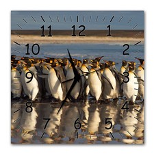 BM Wanduhr 30 cm x 30 cm  leises Uhrwerk Funkuhrwerk Pinguine Vögel 9326-1a SZ