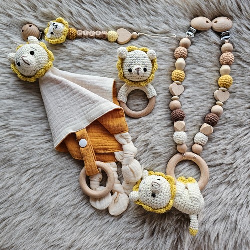 Schnullerkette 4er set löwe - schnullerkette,