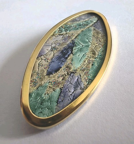 Vintage brosche seidenmalerei - vintage,