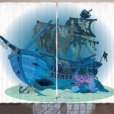 Piratenschiff Rustikale Gardine Unterwasser Antike