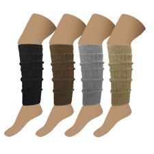 Bein Stulpen mit Bündchen Grobstrick Beinwärmer klassisch schwarz grau braun 