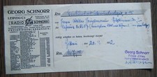 alte Rechnung Georg Schnorr Radio Großhandlung Filiale Zittau 1932 Oberlausitz 
