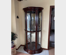 Barock Vitrine Biedermeier Louis XV Sammlervitrine Licht Bücherschrank Barock