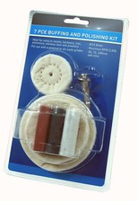 Polierset Satz Polierpaste 7 teilig Polierscheiben Spanndorn Baumwolle Politur