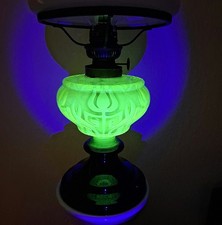 Antique Uranium glass Oil Lamp