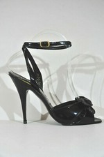 High Heel Sandalette,Pumps,Isadora,Lack,schwarz,Vintage,Sammler,Metall-Fleck