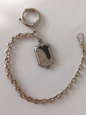 Taschenuhrenkette silberfarben 22cm mit Anhänger Uhrenkette (39)