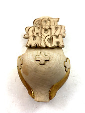 Weihwasserbecken Holz geschnitzt " Gott schütze mich "  Goldauflage  - Neu