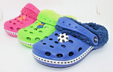 Kinder Clogs gefüttert mit Riemen Hausschuhe Warm  Gr. 24-35 Pink-Grün-Navy*NEU*