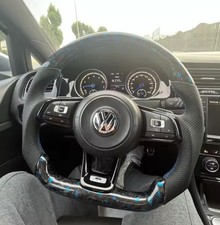 Carbon Lenkrad Blau Leder für