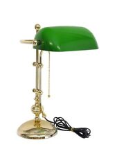 Bankerlampe Bankers Lamp Schreibtischlampe Messing mit grünem Glasschirm (2131)