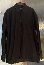 Herren Feincord-Hemd, Schwarz mit braunen Längsstreifen, Größe M von Via Cortesa