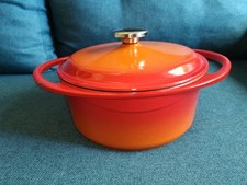 Berndes Bräter Emailletopf Gusseisen Eisenguss Rund Orange Gartopf Kochtopf Guss