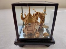 Chinesisches Miniatur-Dioramen in Lackarbeit mit Kranichen - Kork-Schnitzerei