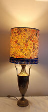 Tischlampe Messingfuß antik 20er Unikatschirm handgefertigt Lamplove Sammler rar