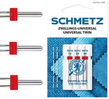 SCHMETZ-3 x Zwillings-Universal-Nähmaschinennadeln-130/705 H ZWI Sortiment