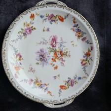 Beyer & Bock* alte Kuchen/ Tortenplatte* Blumen-Muster*Goldrand*gebraucht *