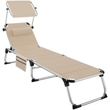 Sonnenliege Lorella gepolstert, klappbar Sonnenliege Liegestuhl beige B-Ware