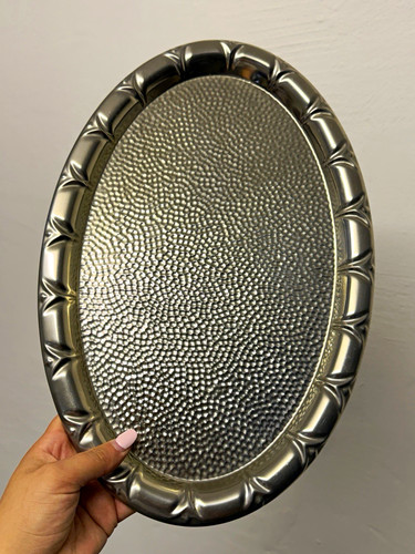 Tablett oval groß silber - tablett,