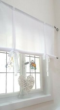 Raffrollo Gardine Bändchen optik weiß Breite 70 cm  Landhaus Shabby Vintage