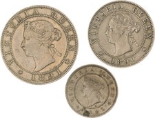 Lot - Jamaica - 3x: Penny 1891, 1/2 Penny 1890, Farthing 1892