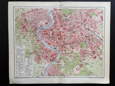 antiker historischer Stadtplan Rom um 1907 + Strassenverzeichnis sehr dekorativ