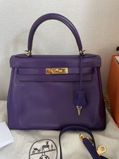 Original Hermès Kelly Bag 28 lila mit Zubehör
