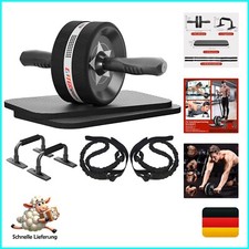 Bauchroller, 6-in-1 Bauchtrainer mit Fitnessband, Liegestütze, Kniematte, Fit...