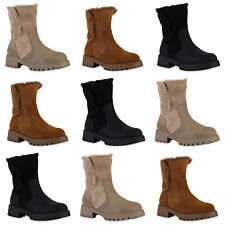 Damen Gefütterte Klassische Stiefeletten Kunstfell Plateau-Schuhe 841338 Mode