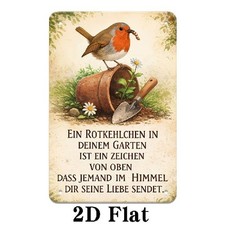 Blechschild Ein Rotkehlchen im