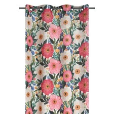 Vorhang Gardine Fenstervorhang Schal Deko Ösen Blumenmuster beige bunt 135x260cm