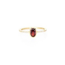 Natürlich Red Garnet Und Diamanten 18K Gelbgold Minimalist Damen Promise Ring