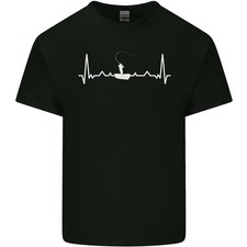 Angelboot Puls EKG Fischer Herzschlag Herren Leichtes Baumwoll-T-Shirt