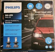 2 x PHILIPS H4 LED Ultinon Pro6000 Standard 11342U60SX2 Lampe Straßenzulassung
