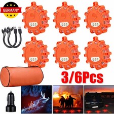 3/6 Stk LED Warnblinkleuchte Pannenleuchte Unfalllicht rotierend USB & Batterien