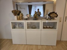 Schöne IKEA BESTA Kommode mit Glas  weiß