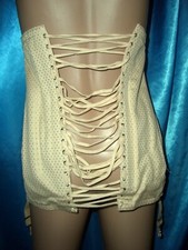Vintage schweres hohes Schnürkorsett Straps Hüfthalter 92 Strapsmieder NEU (e56)