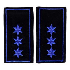 Schulterschlaufen 3 Sterne blau + Paspel