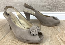 PETER KAISER Damen Gr. 40 Pumps Leder Peep Toe Wildleder Slingpumps beige W0