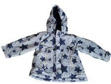H&M Kinderjacke Jacke Parka Winterjacke Gr. 86 blau Sterne abnehmbare Kapuze